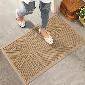 Sturdy Front Door Doormat, Absorbent Muddy Dirt Resist, Beige, Stain and Fade Resistant, Non - Slip Backing - 1 of 4