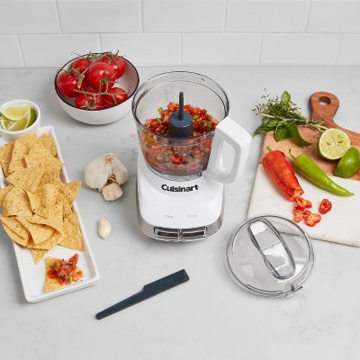 White and Stainless Steel 4-Cup Mini Food Processor with Variable Speed