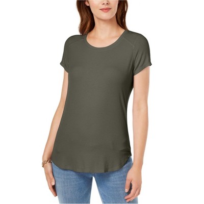I.N.C International Concepts Womens Bloom Basic T-Shirt, Green, Small