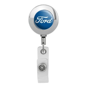 Ford Classic Script Logo Metal Chrome Badge ID Card Holder Clip - 1 of 3