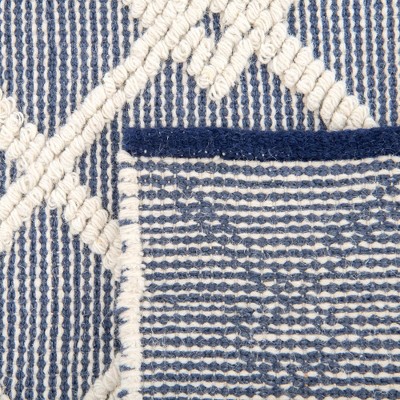 Blueberry Geometric Hand-knotted Wool Rectangular Rug