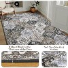 Vintage Washable Door Mat Small Farmhouse Floral Accent Rugs with Non-Slip Backing, Stain-Resistant Oriental Indoor Carpet - 3 of 4