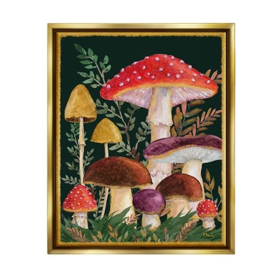 Stupell Industries Woodland Mushrooms Nature Framed Floater Canvas Wall Art