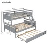 Twin over Full Bunk Beds with Trundle, Solid Wood Bunk Bed Frame with for Kids Teens Adults, Can be Convertible to 2 Beds - 2 of 4