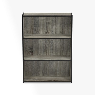 French Oak Gray 3-Tier Engineered Wood Bookcase