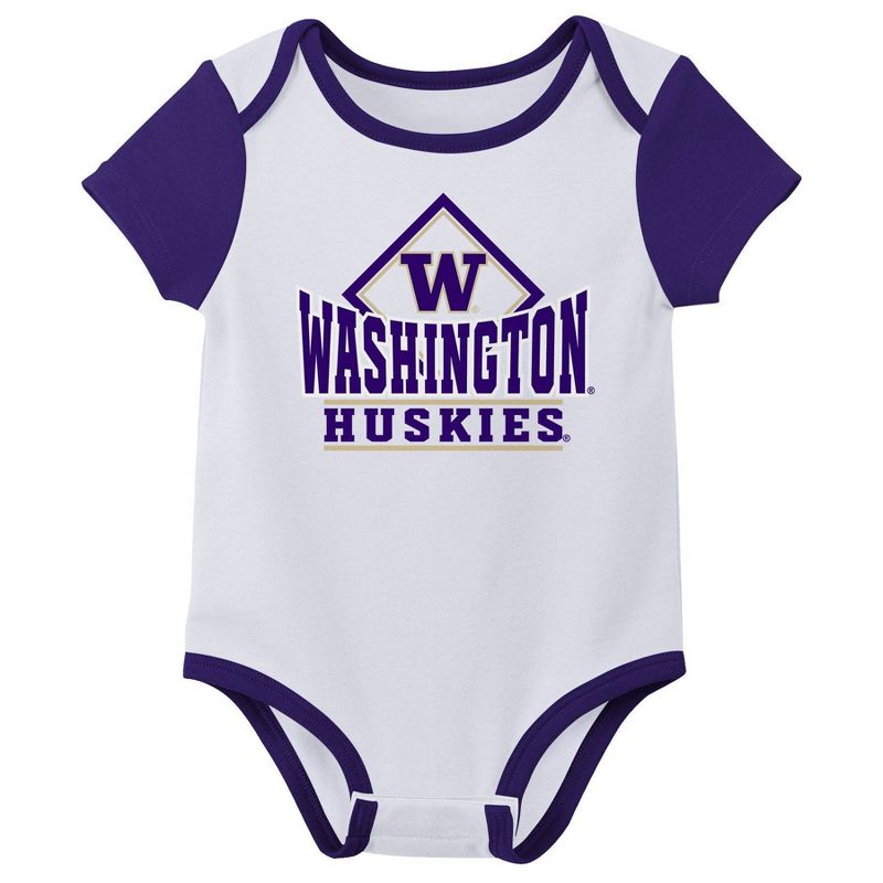 NCAA Washington Huskies Infant Boys&#39; 3pk Bodysuit, 3 of 5