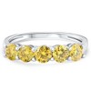 Pompeii3 1Ct Fancy Yellow Diamond Five Stone Wedding Ring 14k Gold Lab Created - 4 of 4