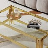 Top and Bottom Double Layer Tempered Glass Coffee Table and Mirror Finished Stainless Steel Frame - 2 of 4