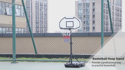 Adjustable Height Black Portable Poolside Basketball Hoop with Polypropylene Backboard