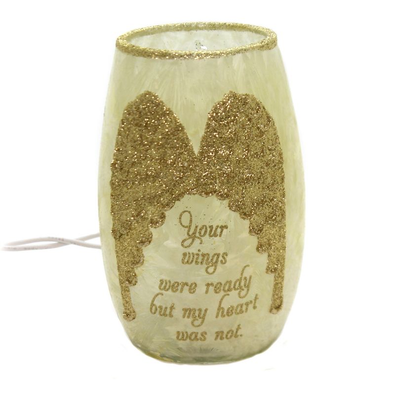 Stony Creek 5.25 In Angel Wings Small Pre-Lit Vase Memorial Grief Loss Novelty Sculpture Lights, 1 of 4