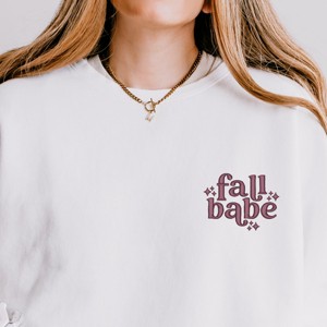 Simply Sage Market Embroidered Fall Babe Stars Lightweight Garment Dyed Sweatshirt - 1 of 4