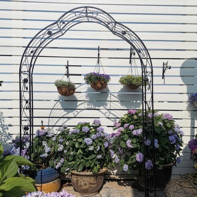 VisioGear Arbors and Trellises, Garden Arch Trellis for Climbing Plants Outdoor Flower Support, Black, 59"*15.3"*98.4"