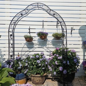 VisioGear Arbors and Trellises, Garden Arch Trellis for Climbing Plants Outdoor Flower Support, Black, 59"*15.3"*98.4" - 1 of 4
