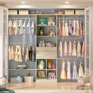 Aheaplus 4.75-8FT Closet System with Wooden Drawers & Cube Storage Organizer - 1 of 4