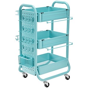 EUREKA ERGONOMIC Rolling Utility Cart,19.76"D x 20.08"W x 31.10"H,Blue - 1 of 4