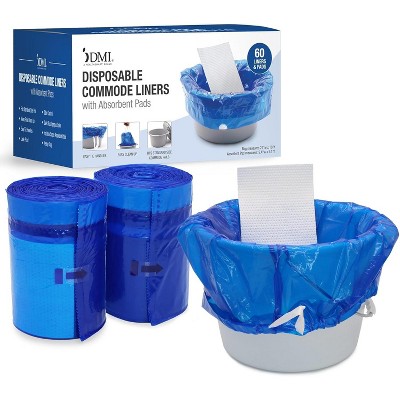 DMI Disposable Bedside Commode Liners, 60 Count, Leakproof & Odor-Controlled