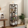Gulches Rustic Brown 5 Tier 360 Rotating Bookshelf Corner Wood Spinning Bookcase Narrow Floor Standing Storage Shelf - 2 of 4