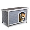 LAOTIES 26" Outdoor Wooden Dog House,Weatherproof Pet Shelter With Elevated Floor,Adjustable Plastic Feet,For Small And Medium Dogs - 3 of 4