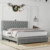 NicBex Upholstered Bed Frame with Star Projector Galaxy Light,Adjustable Button Tufted Headboard with USB Port,Music Speaker,Easy Assembly - 3 of 4