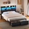 Furnulem Bed Frame with Wood Headboard and Storage Shelf, Metal Platform Bed Frame, LED Lights and Charging Station, No Box Spring Needed, Noise Free - 2 of 4