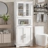 Tall Pantry Cabinet with Glass Doors and Adjustable Shelf, Freestanding Bathroom or Kitchen Storage Cupboard, Linen Cabinet for Living Room, White - 3 of 4