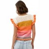 Women's Keesha Crochet Knitted Multi Stripe Ruffle Sleeve Top - Blue B S - 2 of 4