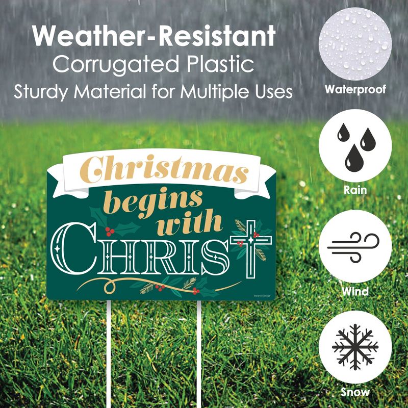Big Dot of Happiness Religious Christmas - Merry Christmas Cross Yard Sign Lawn Decorations - Christmas Begins with Christ Party Yardy Sign, 5 of 9