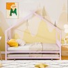 Full/Twin Size House-Shaped Metal Platform Bed Frame with Twin Size Trundle Bed/ Drawers 4S -ModernLuxe - 2 of 4