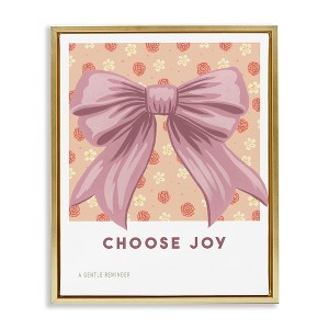 Stupell Industries Choose Joy Bow with Florals Floating Frame Canvas Art - 1 of 4