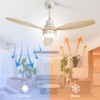 52 inch Solid Wood Ceiling Fan with Lights and Remote Outdoor Indoor Modern Ceiling Fan 3 Downrod for Living Room Bedroom Farmhouse Patio - 3 of 4