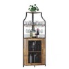 Corner Wine Rack, with Detachable Wine Rack, Bar Cabinet with Glass Holder, Small Sideboard and Buffet Cabinet with Mesh Door - 3 of 4