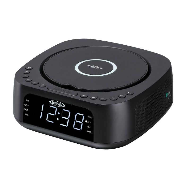 JENSEN Stereo Dual Alarm Clock with Top Loading CD/MP3 CD Player - Black, 5 of 7