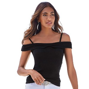 Women's Ribbed Cold Shoulder Top - LASCANA - 1 of 4