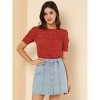 INSPIRE CHIC Women's Floral Summer Crew Neck Casual Shirred Short Sleeve Blouse - 3 of 4