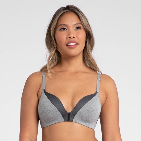 All.You. LIVELY Women's All Day Deep V No Wire Bra - Heather Gray 34D