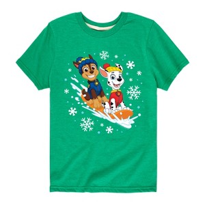 Boys' - Paw Patrol - Chase and Marshall Sledding Short Sleeve Graphic T-Shirt - 1 of 4