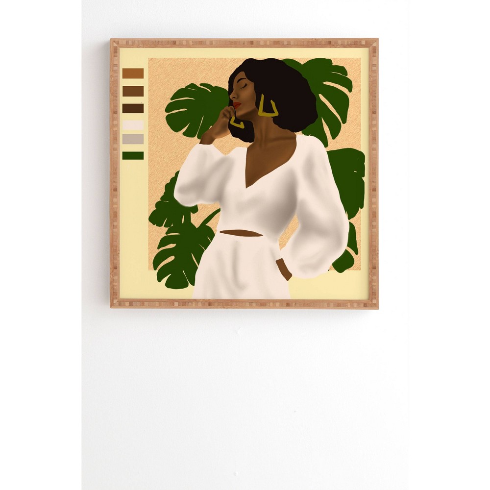 Photos - Other Decoration 30" x 30" Nawaalillustrations Girl in White Framed Wall Art Bamboo - Deny