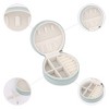 REGALWOVEN PU Leather Mini Portable Compact Round Jewelry Box Display Holder - 4 of 4