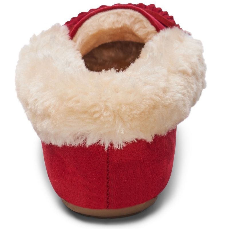 Alpine Swiss Leah Womens Shearling Moccasin Slippers Faux Fur Slip On House Shoes, 2 of 6