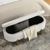 FURNIinspire Ottomans And Benches Elegant Ottoman Oval Storage Bench With Rubber Wood Legs, Covered With Foam Material, White, 46.06"*17.72"*16.34" - 2 of 4