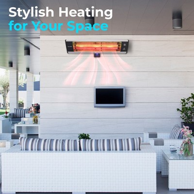 SereneLife 1500W Black Wall-Mounted Electric Patio Heater with Remote