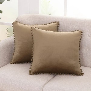 Deconovo Velvet Pom-Pom Throw Pillow Covers 2-Pack, Multiple Sizes - 1 of 4