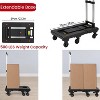 Folding Trolley, Portable Utility Cart with 6 Wheels/Extension Base/Elastic Cord, 500lbs, Ideal for Moving/Shopping/Travelling/Home Use, Black - 2 of 4