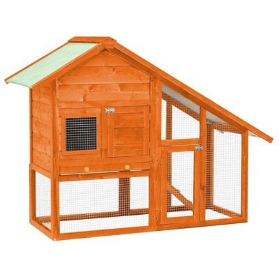 vidaXL Rabbit Hutch 2-Tier Bunny Cage with Pull Out Tray House Solid Fir Wood - Brown