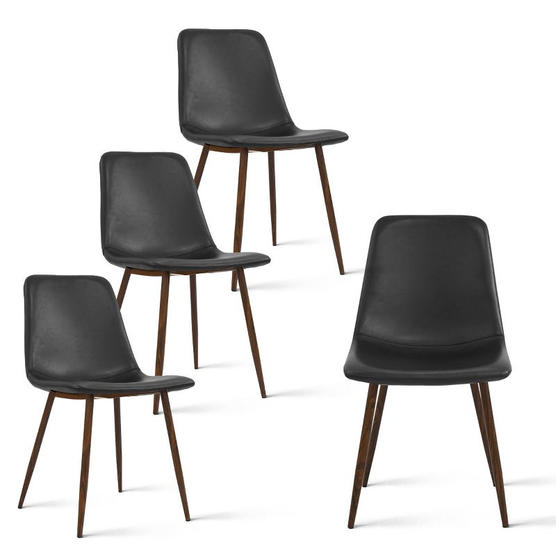 Set Of 4 Bingo Faux Leather Dining Chair Walnut Leg-Maison Boucle‎, 3 of 12