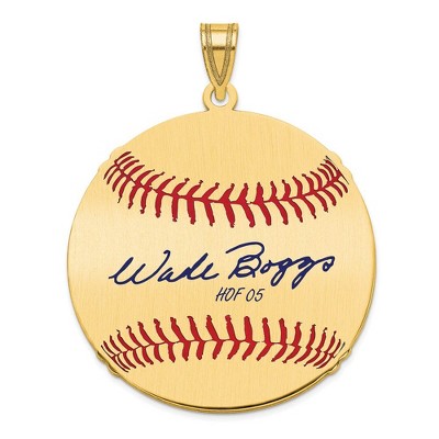 Black Bow Jewelry 14K Gold Plated Wade Boggs Signature LG Enamel Baseball Pendant
