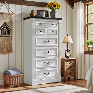 Farmhouse 7 Drawers Dresser for Bedroom,  57″ Tall Dressers w/Roman Column - 1 of 4