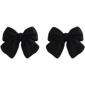 Artist Bow Tie Ribbon Stud Earrings for Women Black Daily Bow Earring Jewelry (1 Pair Black) - 1 of 4
