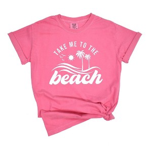 Simply Sage Market Women's Take Me To The Beach Wave Short Sleeve Garment Dyed Tee - 1 of 3