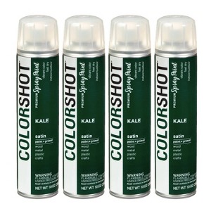 Colorshot Spray Paint Satin Kale 10oz 4pk Value Set Dark Green: Exterior Acrylic Paint & Primer, Fast Dry, 10000 Sq Ft Coverage - 1 of 4